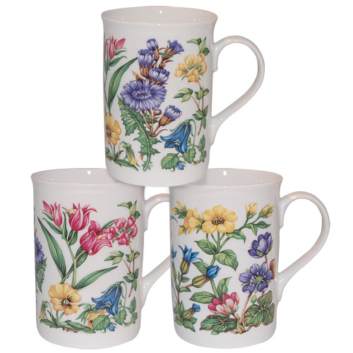 Alpine Floral - Set of 3 Bone China Mugs