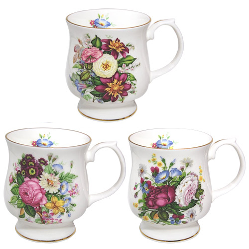 Balmoral - Set of 3 Bone China Mugs with Gold Trim