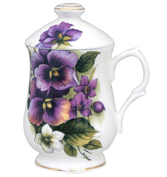 Pansy Lidded Tea Mug