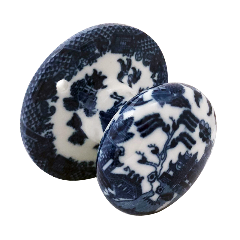 Blue Willow Door Knob, 2-5/8