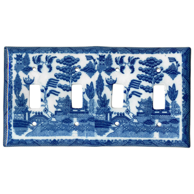 Blue Willow Ware - Electric Cover for 4 Switches