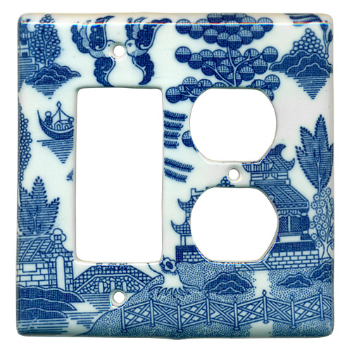 Blue Willow Ware Electric Cover Plate