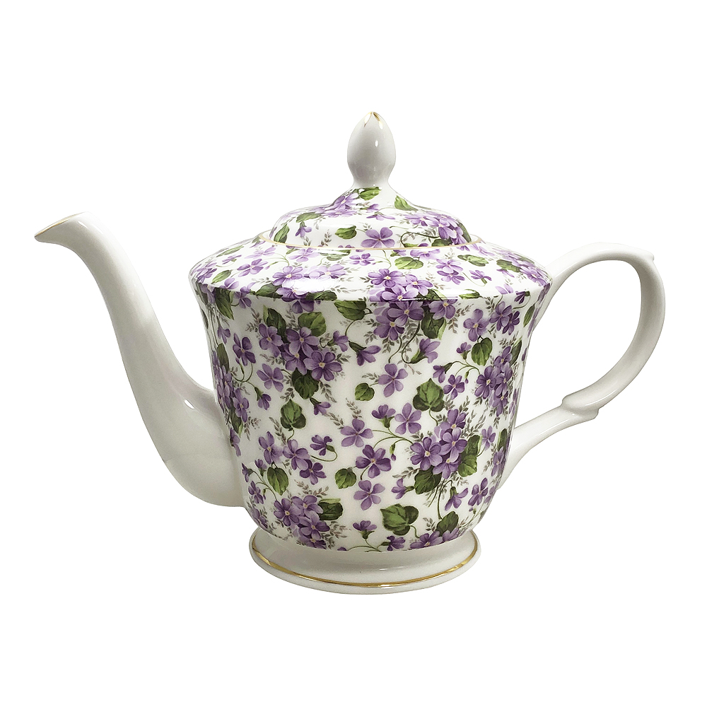 Violet Chintz Fine Bone China Teapot - 5-Cup (34 oz)