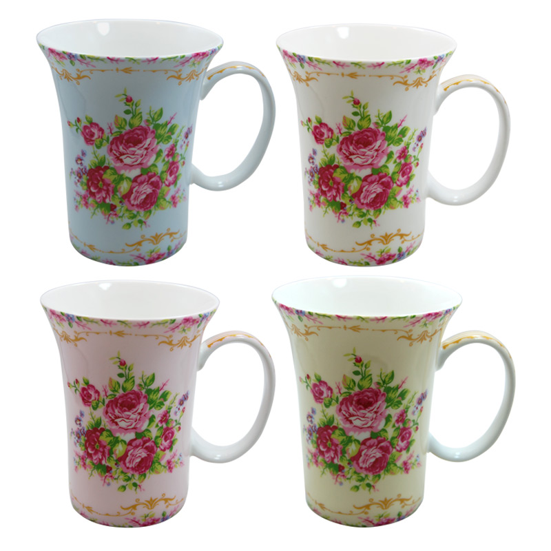 Classic Rose Mug - Set of 4