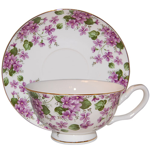 Violets Bone China Cup and Saucer Set