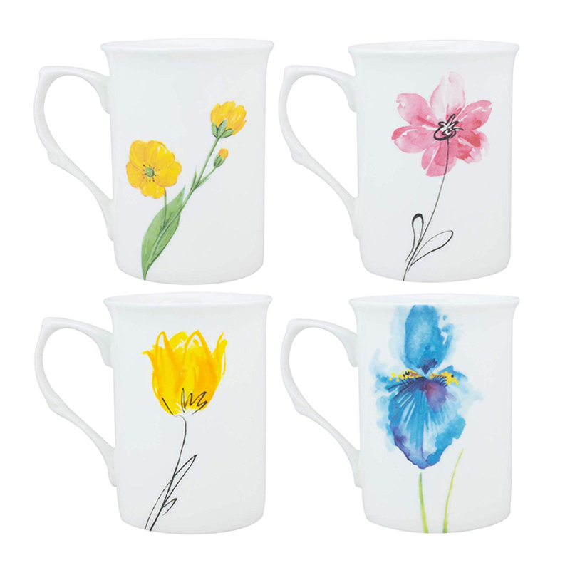Assorted Watercolor Floral Set of 4 Mugs, photo-1