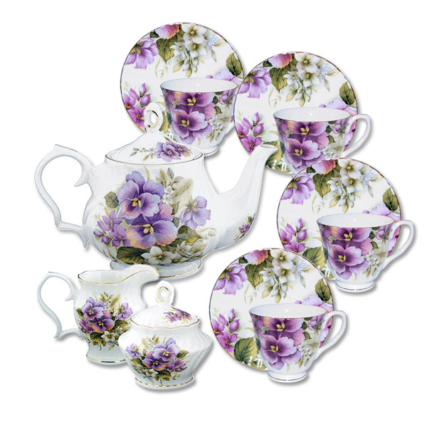 Pansy Tea Set - Gracie Bone China