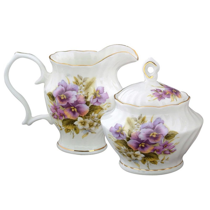 Pansy Fine Bone China Cream & Sugar Set