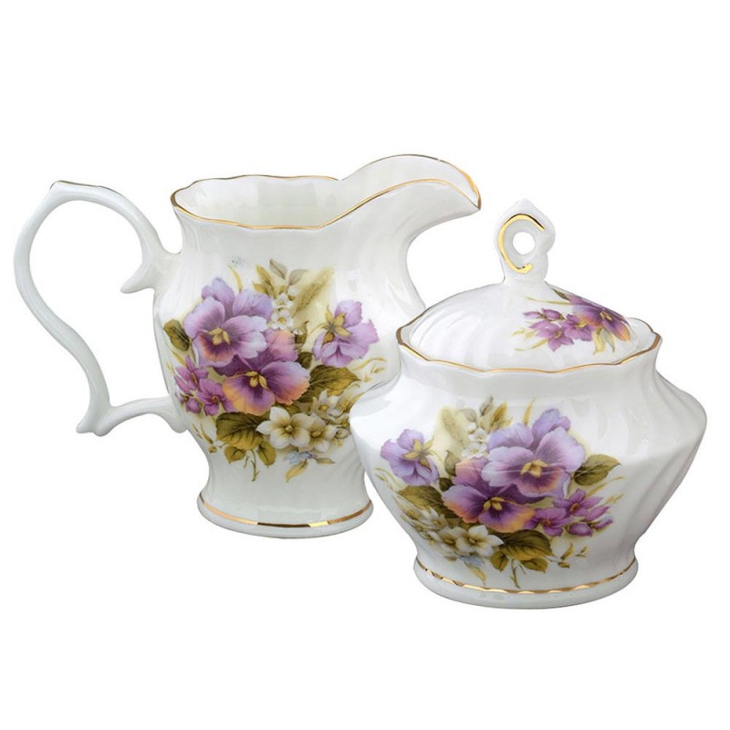 Pansy Cream & Sugar Set