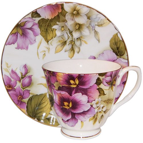 Pansy - Bone China Cup and Saucer Set