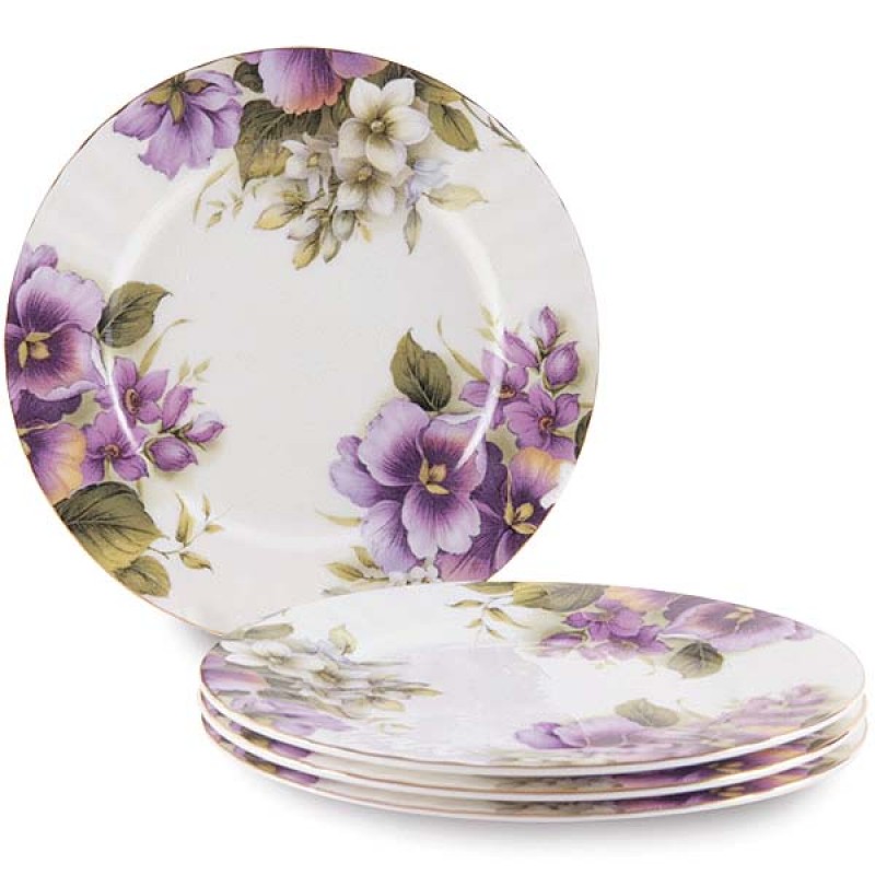 Pansy Dessert Plates, Set of Four, 7.5D