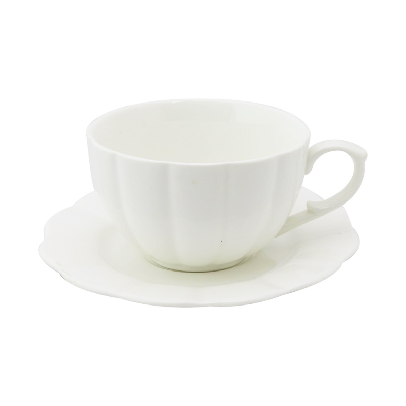 White Scallop Cup and Saucer Set