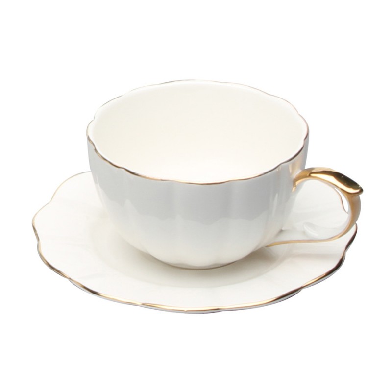 White Scallop Cup and Saucer Set