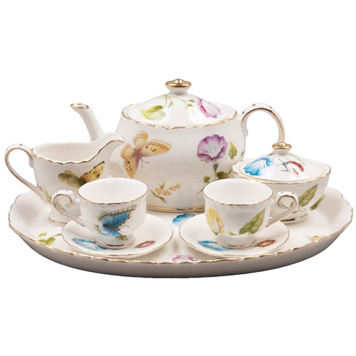 Karlys Butterflies Kids Tea Set, Porcelain