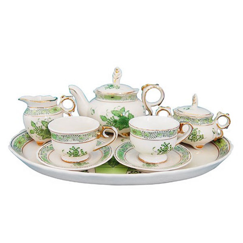 Little Girl's Tea Set - Green Gracie 10 Piece Tea Set