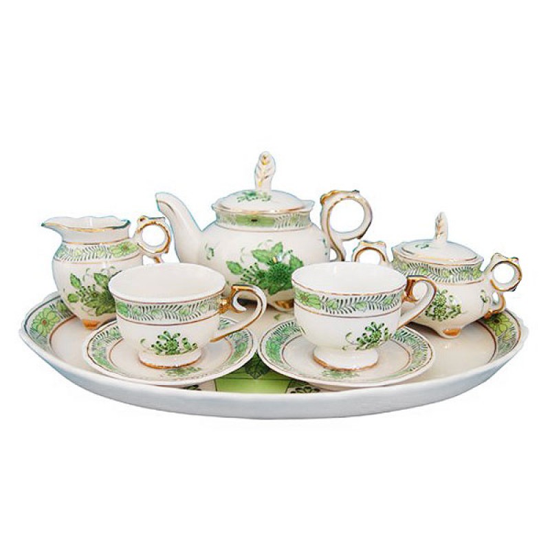 Little Girls Tea Set - Green Gracie 10 Piece Tea Set