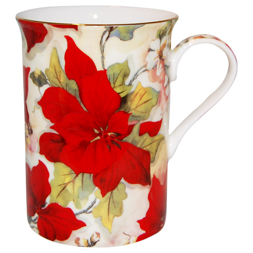 Poinsettia Chintz Bone China Mug