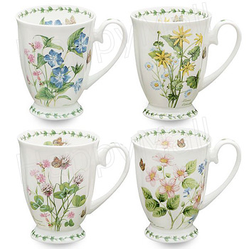 Botanic Garden 4 Piece Footed Mug Set