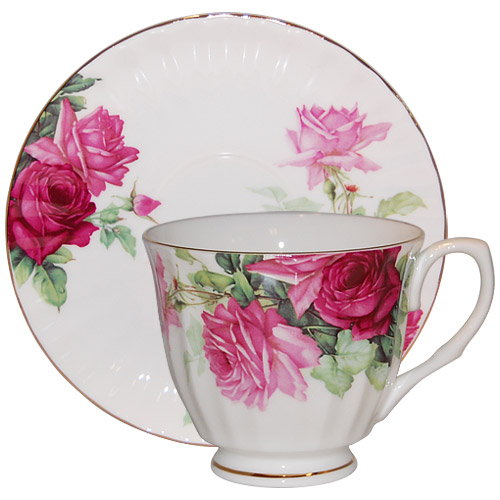 Pink English Rose - Bone China Cup and Saucer Set