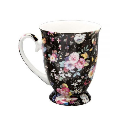 Victorian Chintz Bone China Mug - Black