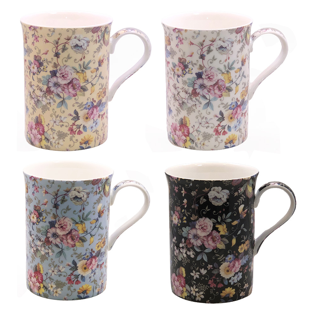 Chintz Mug Set - Old Garden Variety in 4 Assorted Colors