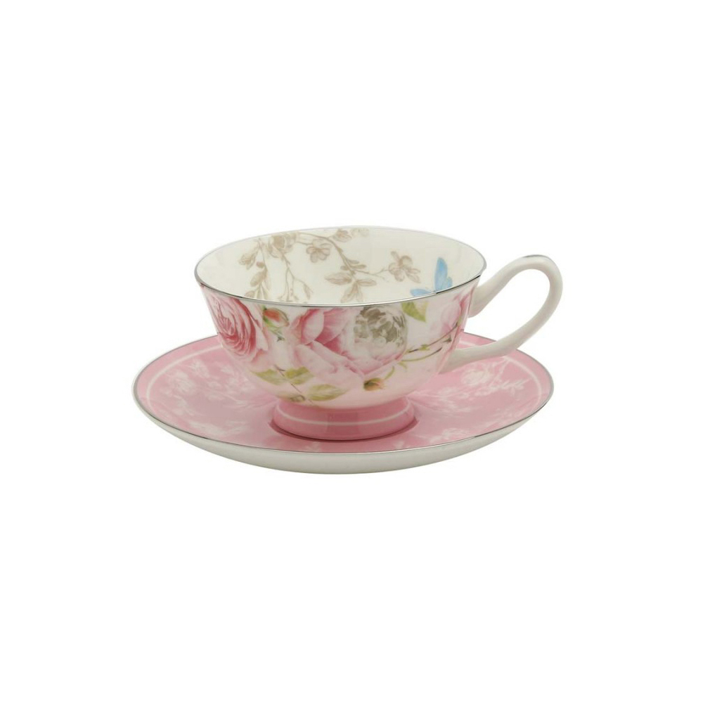 Beau Rose Bone China Tea Cup and Saucer