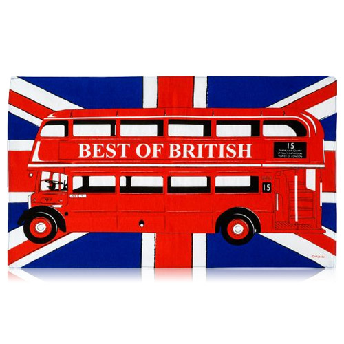 London Bus on Union Jack Tea Towel