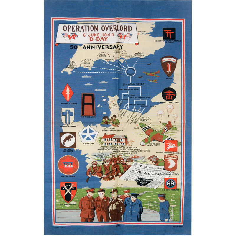 D-Day, Operation Overlord, Memorabilia Tea Towel