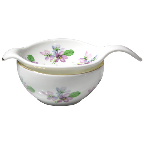 Lane End Tea Strainer and Bowl, Violets