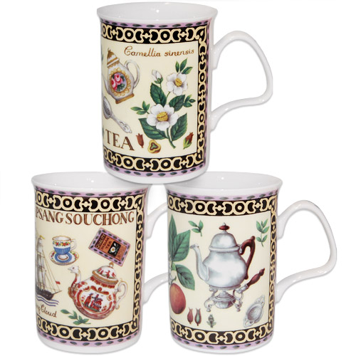 Fancy Tea Fine Bone China Mugs - Set of 3