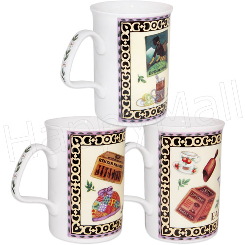 Fancy Tea Fine Bone China Mugs - Set of 3