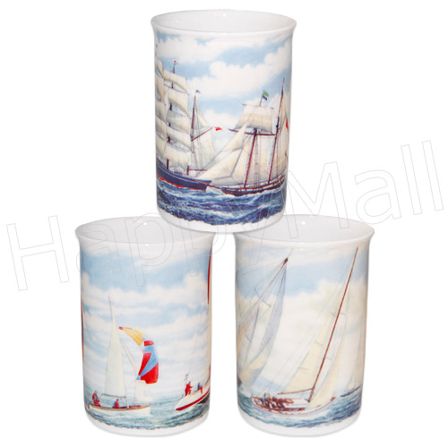 Sailboats Fine Bone China Mugs - Set of 3