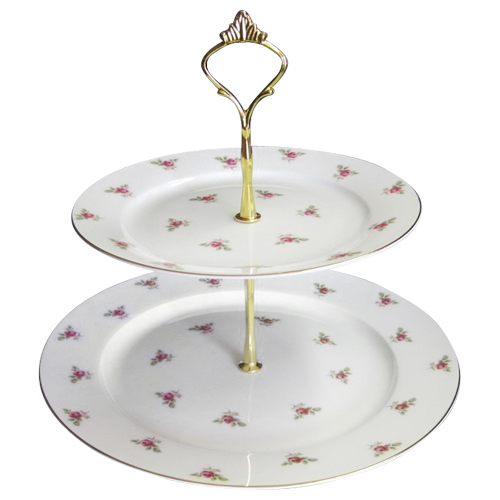 2-Tier Cake Stand, Dot Rose