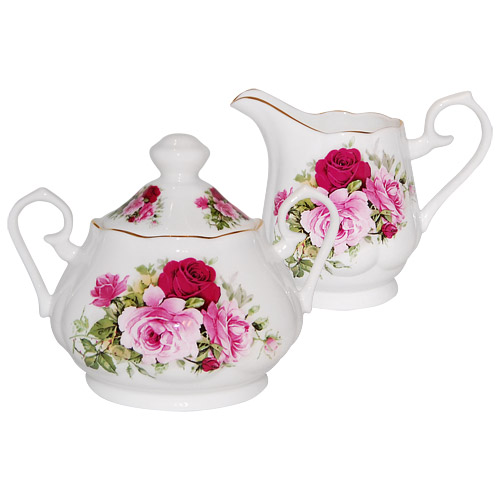 Summertime Rose Fluted Cream and Sugar Set