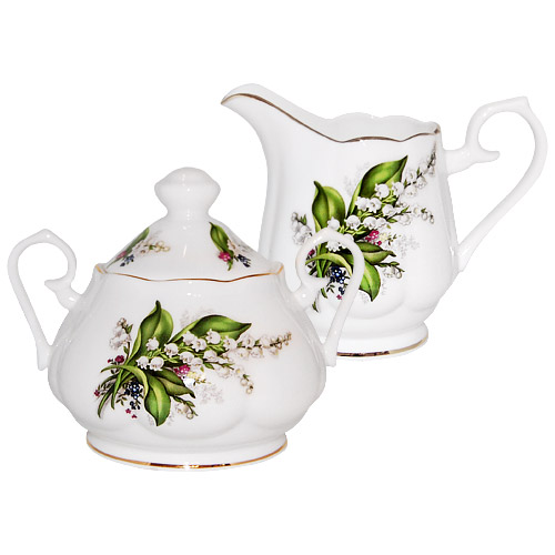 Lily of the Valley Fluted Cream and Sugar Set