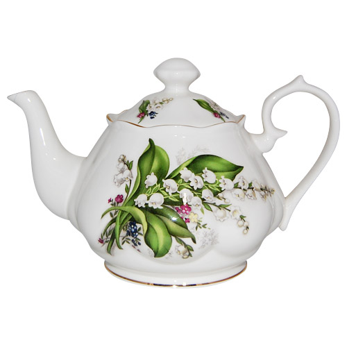 Lily of the Valley Fluted Teapot, 6 Cups