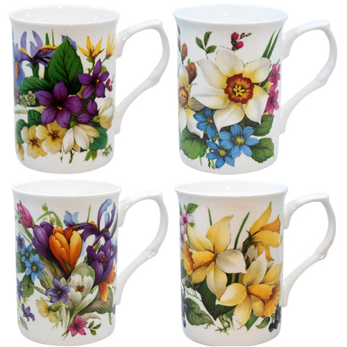 Spring Garden Mugs, Set of 4
