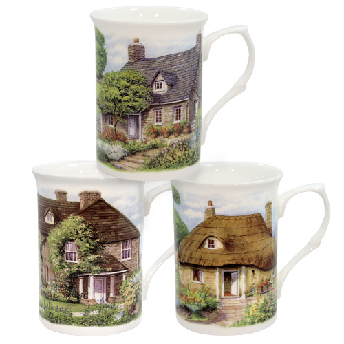 English Cottage Mugs, Set of 3