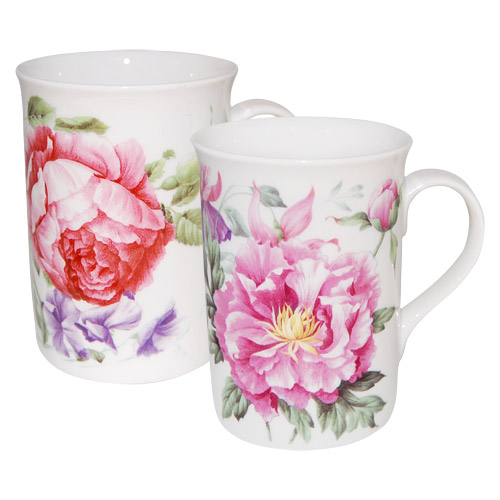 Peony Floral Tea Mug - Set of 2