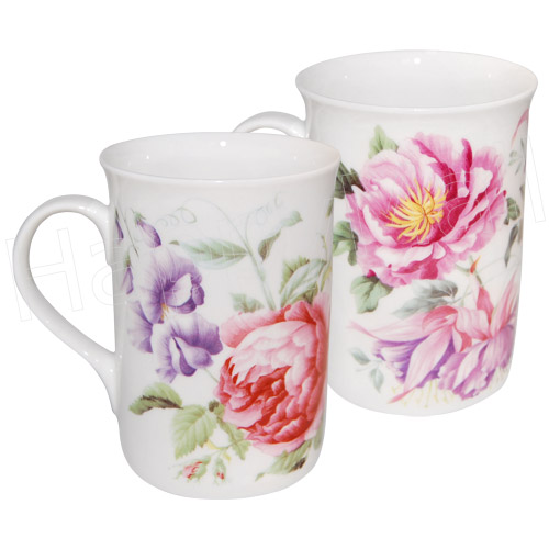Peony Floral Tea Mug - Set of 2