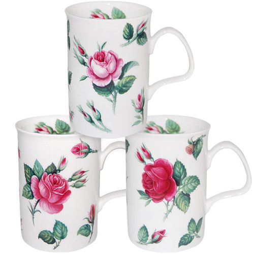 Malmaison Rose Mug, Set of 3