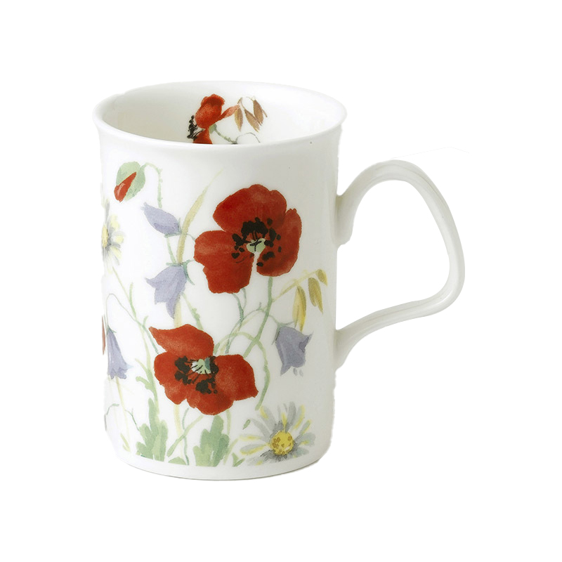 Red Poppy Flowers Bone China Mug