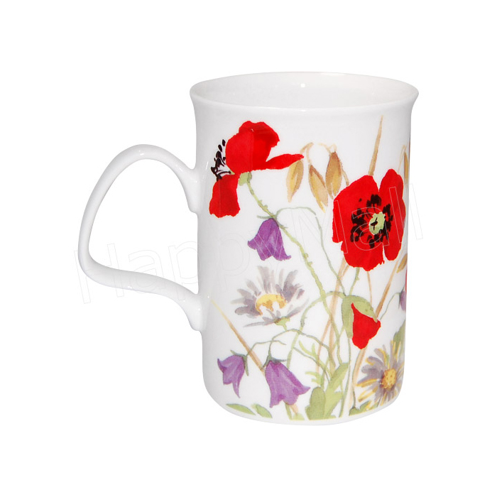 Red Poppy Flowers Bone China Mug, photo-1