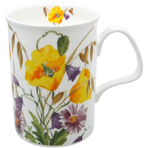 Yellow Poppy Flowers Bone China Mug