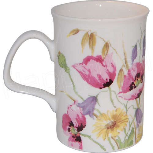 Pink/Purple Poppy Flowers Bone China Mug, photo-1