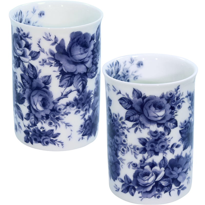 English Chintz in Blue, Set of 2 Rose China Mugs, photo-1