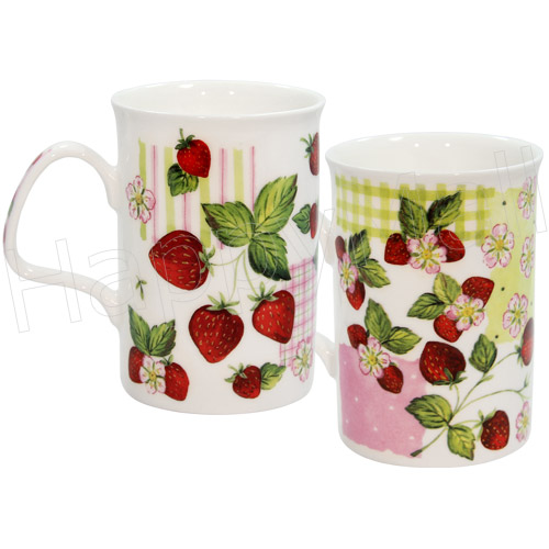 Strawberry Garden, Set of 2 China Mugs, photo-2
