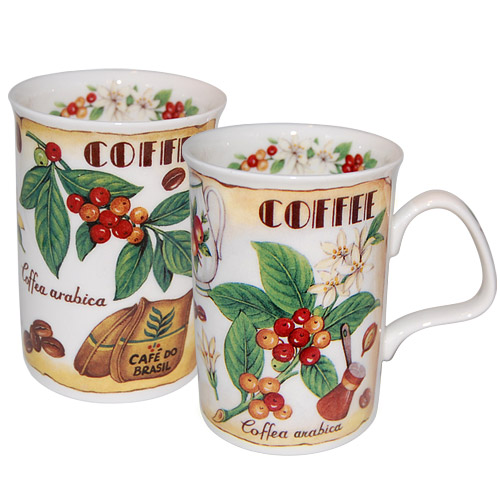 Coffee Time, Set of 2 China Mugs