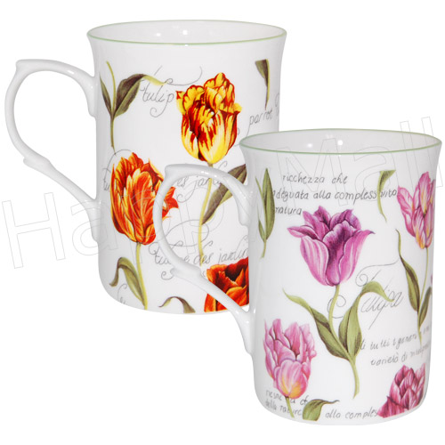 Rose of England Bone China Mugs - Set of 2, Tulips, photo-1