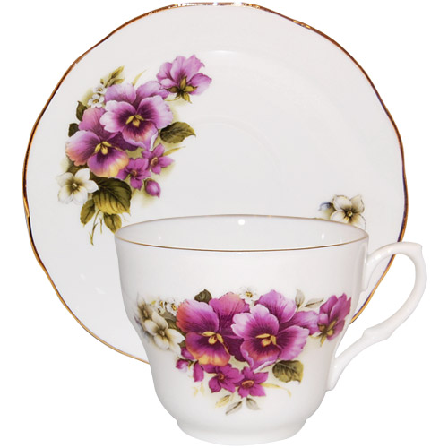 David Michael China, Tea Cup and Saucer, Pansy